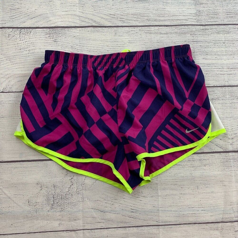 Nike Running Shorts M Purple Pattern Drifit Inner Liner Pocket Fitness Women's